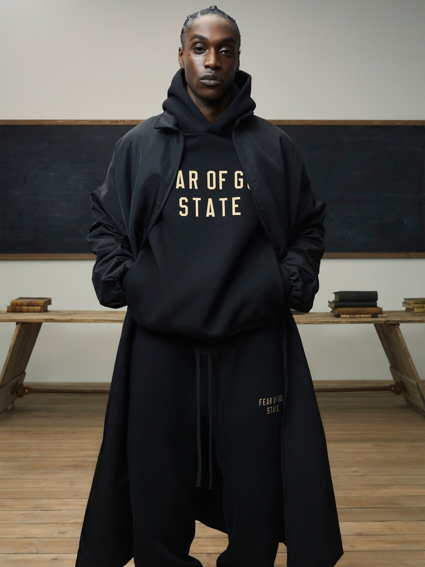 Fear of God Essentials Feece Hoodie BLACK (FW24)