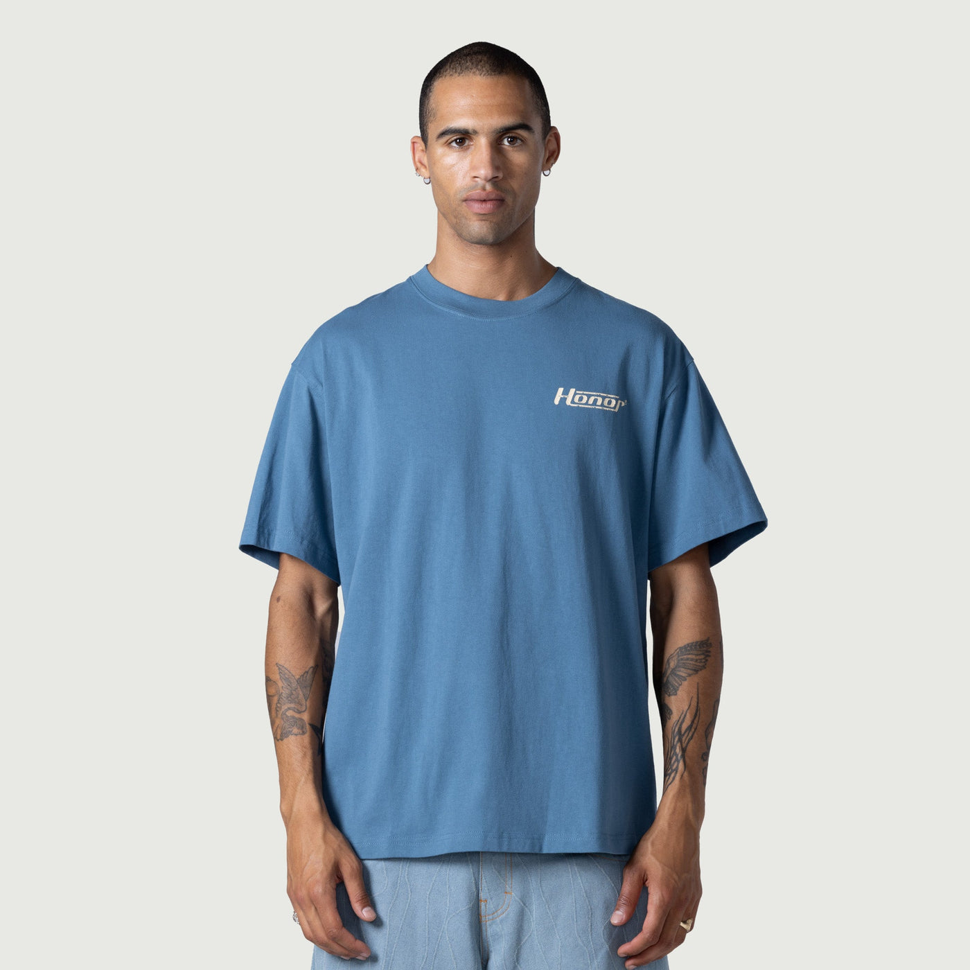 Honor Globe Logo Tee - Blue